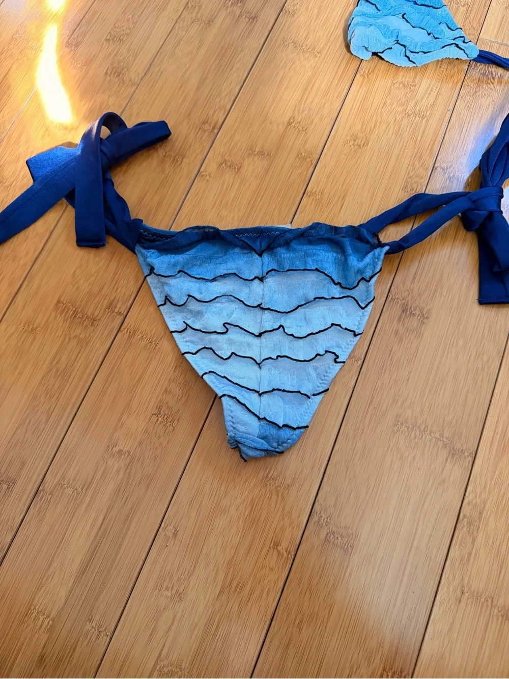 Women’s Blue Ruffle Tie Bikini - Kate Swims